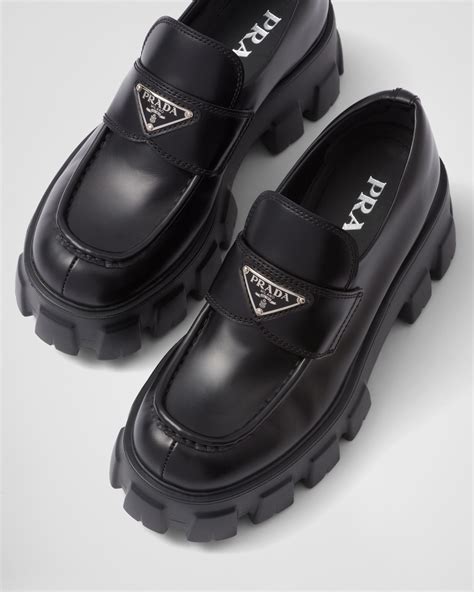 Prada monolith leather loafers